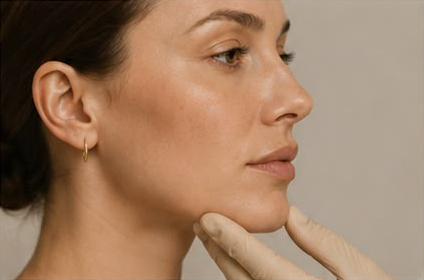 Facial aesthetic consultation &mdash; doctor assessing patient